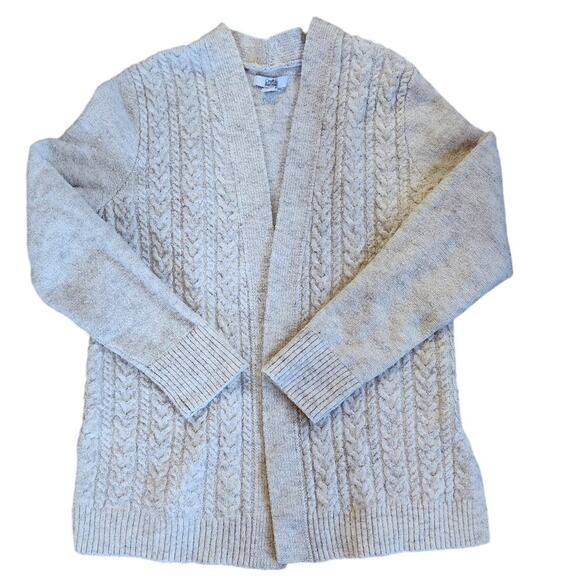 Croft & Barrow Tan Cable Knit Long Sleeve Lightweight Cardigan Women Size Small - Picture 3 of 14